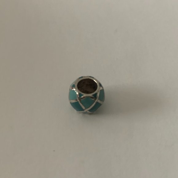 Blue Enamel and 925 Sterling Silver Diamond Charm Bracelet Bead Persona Pandora - Picture 2 of 3